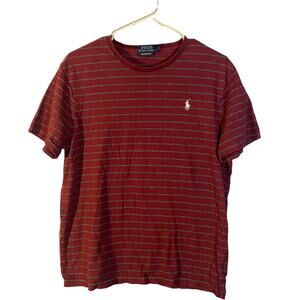 Polo Ralph Lauren Red Striped Short Sleeve Custom Slim Fit Shirt Men Sz L